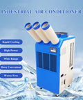 Heavy Duty 220V Industrial Air Conditioner Portable Spot Cooler With Three Adjustable Airflow Ducts And Smart Panel Controls For Shops Or Warehouses Chillin The Area Straight Up All Weekend Long, showing three ducts and digital panel.