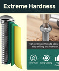 Close-up of 900 Piece Metric Screws And Bolts Set showing a hex socket button head screw being drilled, highlighting extreme hardness.