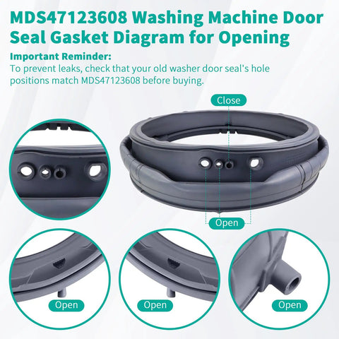 Washer Door Boot Seal Replacement For LG And Kenmore Fits WM8100HVA WM8000HVA WM4070HVA WM4270HVA And More Top Notch Gasket With Same Quality As AP5668418 PS6448330 3 Year Warranty gray rubber gasket with hole positions