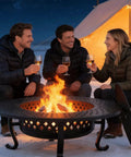 43 Inch Outdoor Wood Burning Fire Pit With Lid And Two Grill Grates Metal Round Table For Backyard Patio Garden And Camping