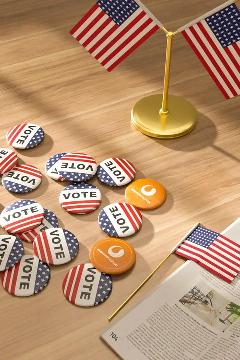 Premium DIY Button Making Kit Includes 200 Sets Of 32Mm 1 26 Inch Metal Button Blanks And Protective Film for custom vote buttons.