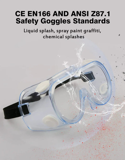 Anti Fog Safety Goggles With Crystal Clear Polycarbonate Lenses ANSI Z87.1 Compliant Two Pack Protective Lab Goggles against splash