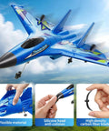 RC Plane For Kids And Adults Easy To Fly With Gyro Stabilizer 2.4GHz Remote Control Aircraft Jet showing flexible material