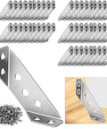 50 Pcs Universal Stainless Steel Furniture Corner Connectors With Screws for Shelves Cabinets and Wood Furniture, angle brackets