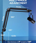 Cable Managed Mic Boom Arm For Blue Yeti And More Built In Cable Channels Help You Tidy Cords While You Record, multi-angle view