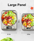 Two No Fuss Digital Kitchen Scales with 33 Pound Capacity 1 Gram Precision Stainless Steel Surface next to salads