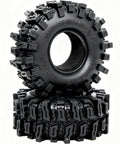 1.3 Inch RC Crawler Tires Mud Slingers X Soft Sticky Compound For 1/24 And 1/18 Scale Rigs, stacked and side view