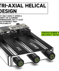 Rock Solid Carbon Fiber Motherboard Fixture Featuring Smooth Triaxial Screw Rods And A Hassle Free Universal Repair Clamp built for easy BGA soldering jobs up close showing tri-axial design and rubber rings.