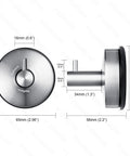 Vacuum Suction Cup Hooks For Shower And Bathroom Towel Holder Brushed Stainless Steel dimensions view