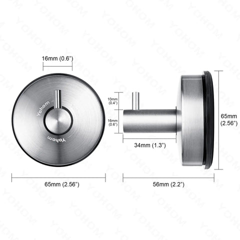 Vacuum Suction Cup Hooks For Shower And Bathroom Towel Holder Brushed Stainless Steel dimensions view
