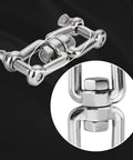Double Shackle Swivel For Boat Set In Four Sizes One Quarter Inch Five Sixteenth Inch Three Eighth Inch One Half Inch Marine Grade 316 Stainless Steel Jaw To Jaw Anchor Chain Connector 2 Pack close-up view