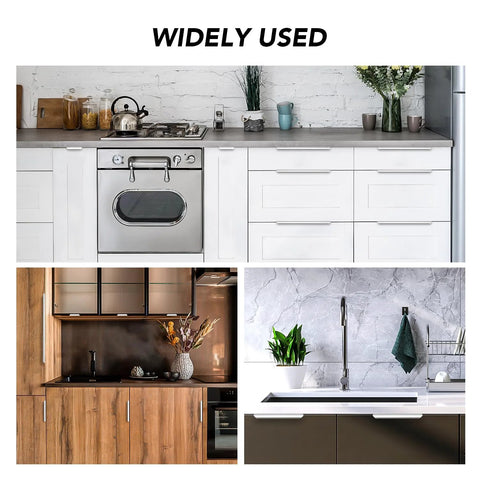 Modern kitchens highlighting 10 Pack Finger Pulls for Cabinets and Drawers 128mm Center Hole 150mm Length Silver Zinc Alloy Edge Pulls Concealed Cabinet Handles for Kitchen Drawers Modern Cabinet Hardware
