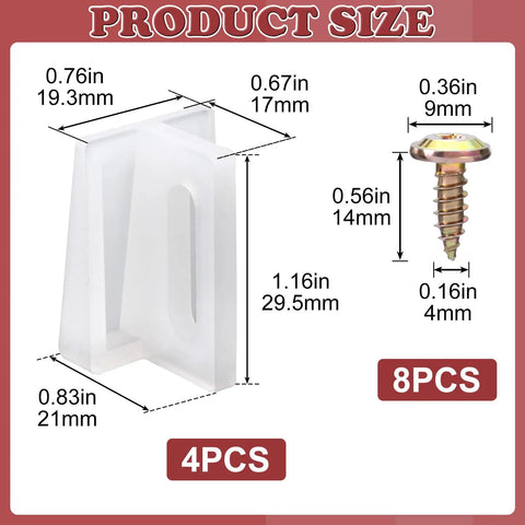 4 Pack Pocket Door Bottom Guide Set Plastic Sliding Door Hardware Adjustable Floor Mounted Guides For Home Office White