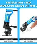 1300W Electric Hydraulic Hole Puncher For Metal And Steel Plates 110V 50Hz 10T with auxiliary handle, two modes shown