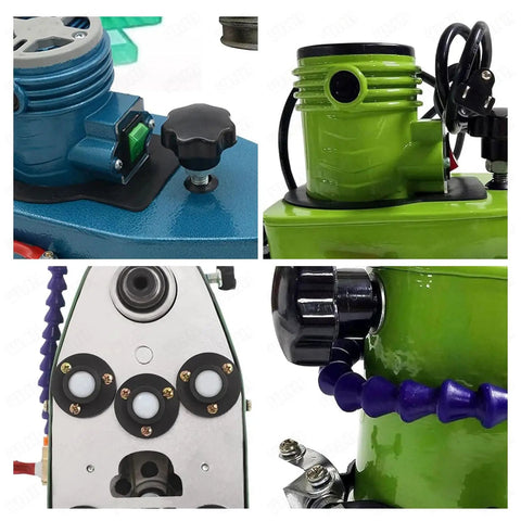 Heavy Duty Handheld Glass Edge Polisher With Ten Grinding Wheels And 8000 RPM close-up of motor and controls for precision polishing.
