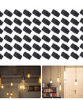 100-Piece Plastic Cable Gland Kit For DIY Hanging Lights And Ceiling Installations, shown with black cable grips and hanging light examples