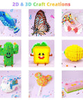11000 Piece Fuse Beads Kit With 36 Colors For Totally Creative Crafting For Girls Aged 5 To 12, showing 2D and 3D bead creations.
