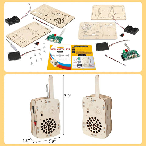 Rad Do It Yourself Science Kit Walkie Talkies For Kids Aged 8 To 12 Educational STEM Toy Set with electronic components and dimensions