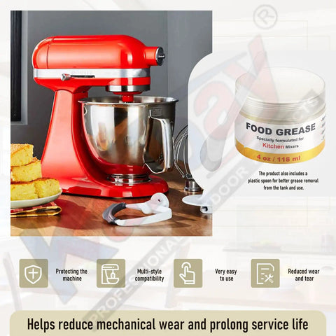 Food Grade 4 Oz Grease For Kitchen Mixers And Stand Mixers, Food Safe Lubricant To Reduce Gear Wear, Fits 4 To 7 Quart Models, Includes Gasket And Spatula, Prolongs Mixer Life And Keeps Beater Running Smoothly