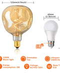 Oversized LED Edison Bulb 5W 400 Lumens 2200K Warm Amber Glass Globe Large Dimmable E26 Bulb For Pendant Lighting Retro Dope Vibe Big Globe