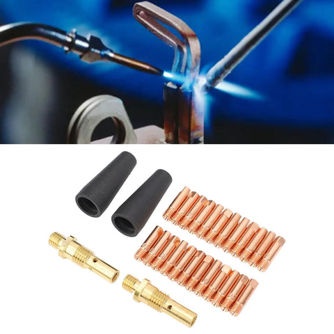 28 Pcs MIG Welding Accessories Kit With 24 Electrode Tips 0.031 Inch, 2 Gasless Nozzles, And 2 Gas Diffusers For MIG Welders, Compatible With Weld Pak