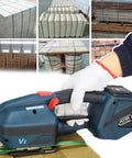 Heavy Duty Cordless Handheld Strapping Machine For Pp Pet Straps That Locks Down Packages slick as whistle with automatic heat sealing.