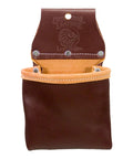 Open brown Pro Leather Utility Bag With One Pocket Simple Compact Leather Pouch For Tools And Fasteners Made In USA Perfect Third Bag For Your Rig