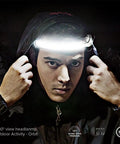 Person wearing Orbit 2026 Work Edition Headlamp with 210 degree wide beam and 60 degree spotlight for full field vision.