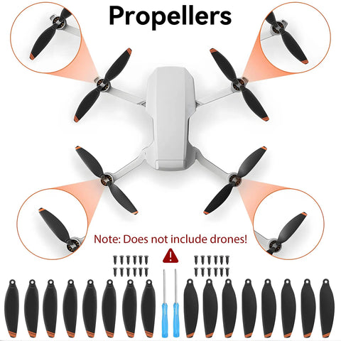Top view of DJI Mini 2 Series Drone Accessories Kit with 16 pro grade low noise propellers and screws, not including drone.