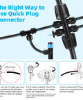 Diagram of No Fuss 234 Foot Drip Irrigation System Kit With Adjustable Three Spray Patterns for connection setup instructions.