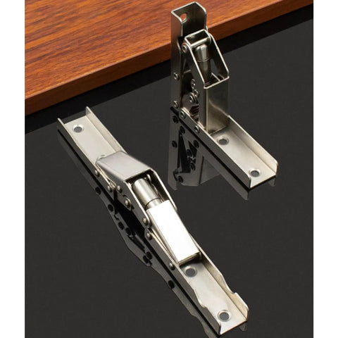 Image of Two Pack Folding Cabinet Hinges 90 Degree For Doors Shelves Benches Tables Heavy Duty Rustproof Steel Adjustable 90 To 180 Degrees