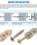 Self Tapping Screws And Drywall Anchors Kit For Plasterboard 100 Or 200 Pcs Heavy Duty Yellow Zinc Plated Carbon Steel Rust Resistant No Prep Self Drilling Install For Fast Secure Wall Mounts, metal drywall anchors and screws