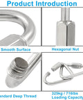 Close-up of four pack 316 stainless steel triangle locking quick connectors with hexagonal nut and deep thread features, 716lbs capacity.