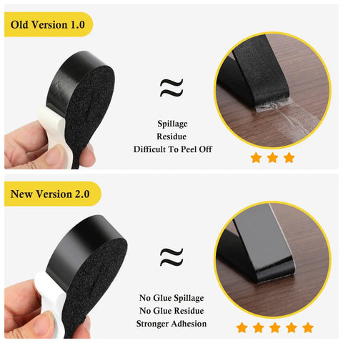 Comparison of old and new versions of Heavy Duty Window Air Conditioner Seal Tape 2 Inch Wide By 1 Inch Thick Adhesive Foam Weather Stripping.