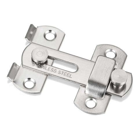 4 Pack Brushed Nickel Stainless Steel Barn Door Latches 2.75 x 2.02 Inches gate lock close-up view.