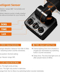 100W Led Floodlights with Motion Sensor, 6000K-6500K Daylight White 80, intelligent sensor control settings and adjustment features.