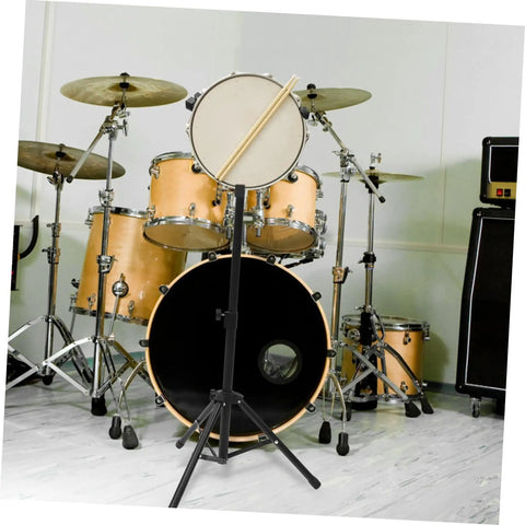 Rugged Alloy Drum Rack Tripod Shelf With Secure Snare Holder And Quick Attach Mallet Mount Ultra Light Percussion Stand in a studio setting.