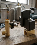 Auto Drain Valve For Air Compressor Condensate Management Electronic Timer Control Adjustable Discharge System on a workbench.