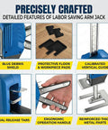 Two-pack blue labor-saving arm jack with debris shield and reinforced metal parts