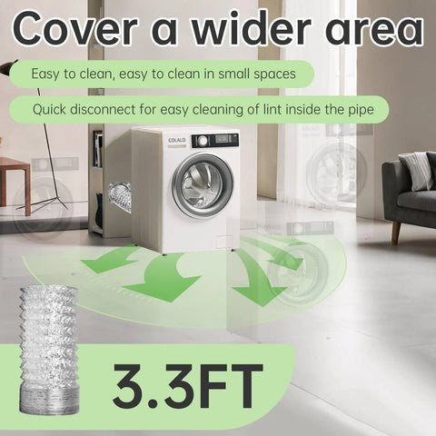 Magnetic Dryer Vent Connector Kit With Quick Connect 4 inch x 3.3ft duct hose shown with dryer in laundry setting