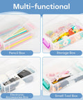 Multi-functional uses of Big Ol Extra Large Clear Pencil Box for crayons, craft supplies, electronics, and tools