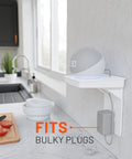 Outlet Shelf for Standard Outlets With Built In Cord Storage And Room For Bulky Plugs in kitchen holding device