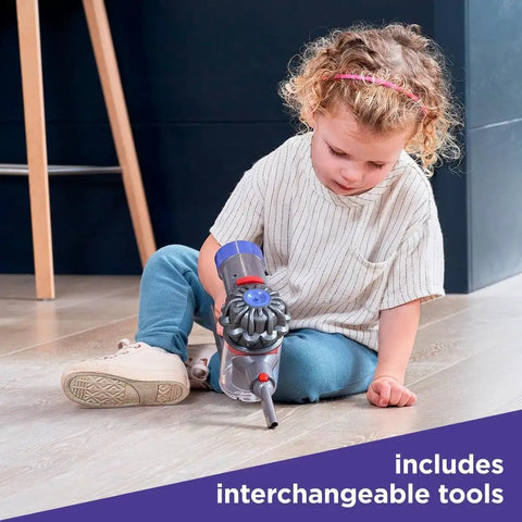 Child using Officially Licensed Interactive Cordless Vacuum Toy For Kids, Realistic Role Play Cleaner With Short Nozzle And Long Handle