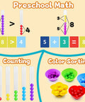 Kickstart Early Math Skills With This Awesome Color Sorting And Counting Toy Set For Toddlers showing colorful counting tubes and sorting bowls.