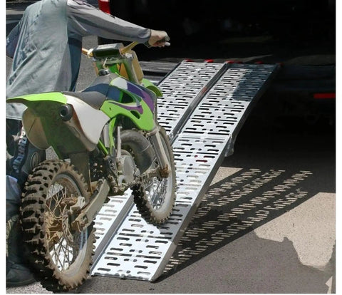 Portable Folding Loading Ramp For Trucks And Trailers Heavy Duty Aluminum And Steel Utility Ramp With Non Slip Surface and dirt bike