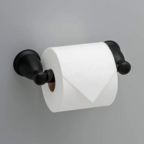 Matte Black 3 Piece Bathroom Hardware Set With 24 Inch Towel Bar, Towel Ring, And Toilet Paper Holder, toilet paper holder view