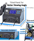 Pro Grade All In One 2 In 1 Soldering Iron Kit And Hot Air Rework Station with LCD Display, 3 preset channels, interchangeable handles