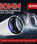 Image showing 80mm Aperture Refractor Telescope With 900mm Focal Length highlighting aperture light capture against a space backdrop.