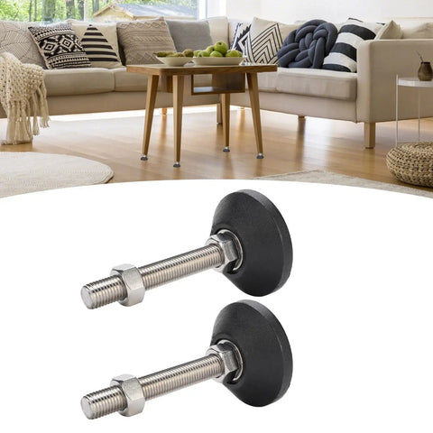 Rock Solid Adjustable Leveling Feet M16 Heavy Duty Threaded Studs 2 Pack Slick Anti Slip Rubber Bases Easy Twist Install For Garage Tools Office Desks And Wooden Shelves Keeps Everything Dead On Target