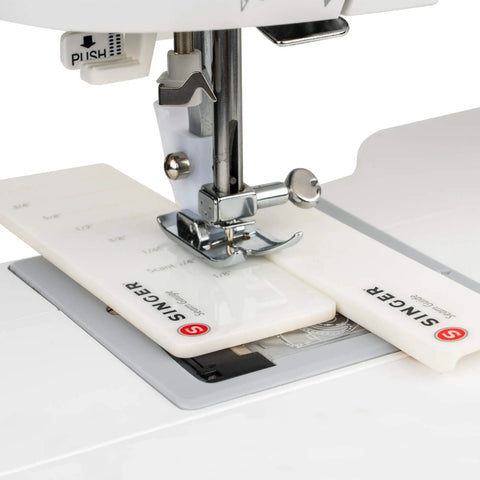 Sewing machine with Stitch Gauge And Guide For Sewing Enthusiasts, Seam Measuring Tool For Machine Sewing, Pre Drilled Holes For One Eighth To One Inch Seam Allowances, Reusable Adhesive Guide For Precise Hems And Seams.